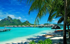 Hawaii, Coast, Resort, Rest, Palm Trees, Lagoon, Blue Water Wallpaper