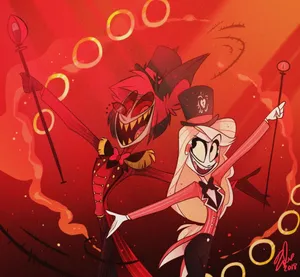 Hazbin Hotel Charlie And Alastor Performance Wallpaper