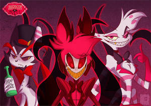 Hazbin Hotel Husk, Alastor, And Angel Dust Wallpaper
