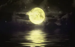 Hazy Yellow Night Sky Moon Wallpaper