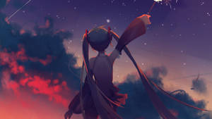 Hd Aesthetic Hatsune Miku Night Sky Wallpaper