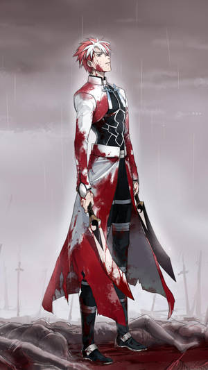 Hd Anime Phone Bloody Male Warrior Wallpaper