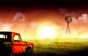 Hd Farm At Sunset Wallpaper