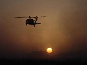 Hd Plane Helicopter Dusk Wallpaper