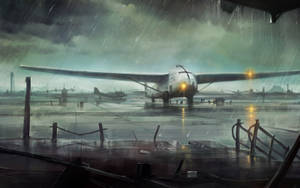Hd Plane Raining Painting Wallpaper