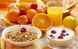 Healthy Breakfast With Orange Juice Wallpaper