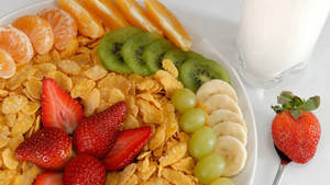 Healthy Lunch Fruity Corn Flakes Wallpaper