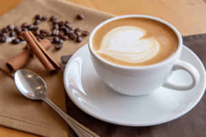 Heart Latte Art Coffee Morning Aroma Wallpaper