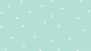 Heart Patterns On Pastel Blue Aesthetic Desktop Wallpaper
