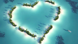 Heart-shapes Islands Aesthetic Landscape Wallpaper