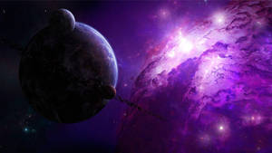 Heavenly Bodies In Purple Galaxy Wallpaper