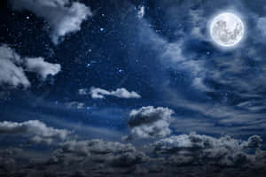 Hefty Cloud Starr Night Sky Moon Wallpaper