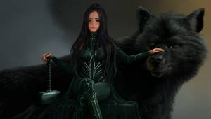 Hela And Fenrir Art Wallpaper