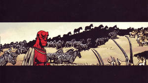 Hellboy With Group Of Zebras Wallpaper