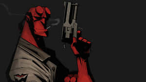 Hellboy With Gun Artwork Wallpaper