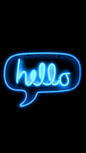 Hello In Neon Blue Iphone Wallpaper