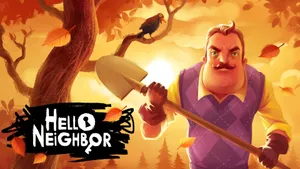 Hello Neighbor - A Man With A Shovel In The Fall Wallpaper