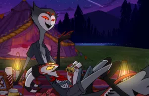 Helluva Boss Stolas And Blitzo Wallpaper