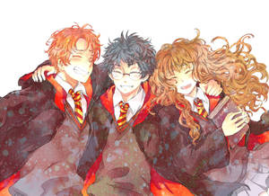 Hermione Granger With Friends Art Wallpaper