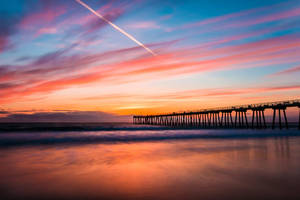 Hermosa Pier Los Angeles Sunset Wallpaper