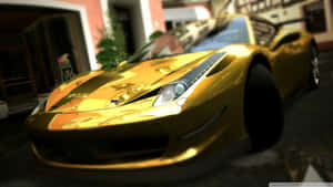 High-performance Gold Cars Shine Bright Wallpaper
