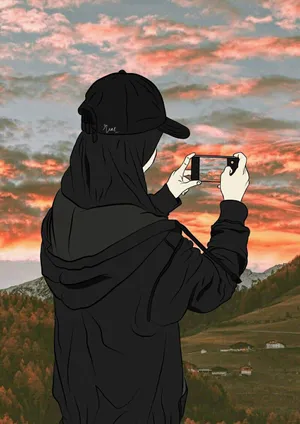 Hijab Cartoon Girl With Iphone Wallpaper WallpapersOK