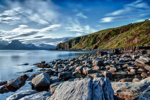 Hill View Rocks In The Sea Wallpaper