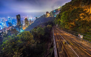 Hillside Rail Tracks Wallpaper