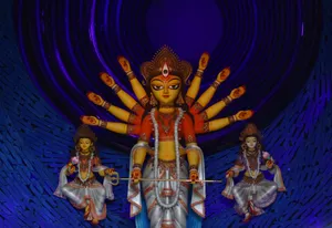 Hindu Goddess Durga Blue Wallpaper