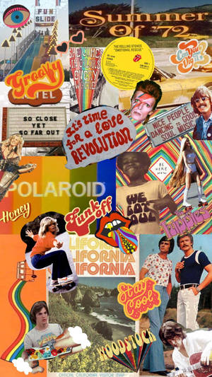Hippie Collage Poster With Text Wallpaper