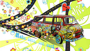 Hippie Stylised Van Illustration Wallpaper