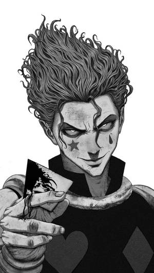 Hisoka In Black And White - A Striking 4k Portrait Wallpaper