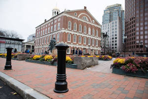 Historic Faneuil Hall Under A Dramatic Gray Sky Wallpaper