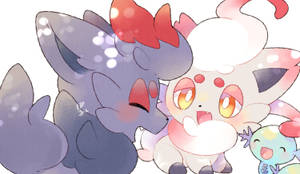 Hisuian Zorua And Original Zorua In A Bokeh-filled Background Wallpaper