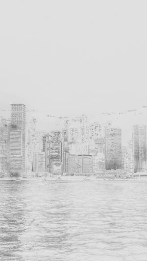 Hong Kong Silhouetted In Cool White Wallpaper