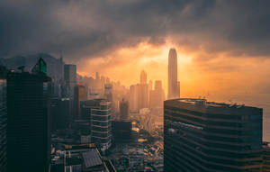 Hong Kong Skyline Sunset Wallpaper