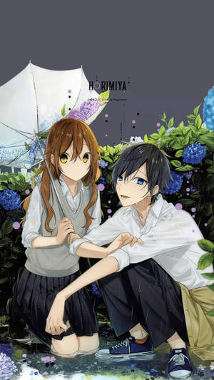 Horimiya Couple In Rain Wallpaper