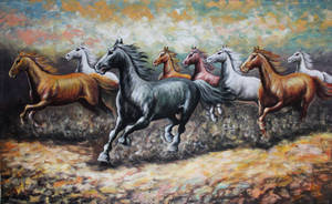 Horses Running Painting Desktop Wallpaper