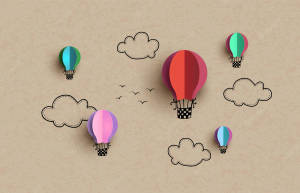 Hot Air Balloon Pop-up Art Wallpaper