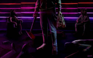 Hotline Miami Jacket Neon Lines Wallpaper