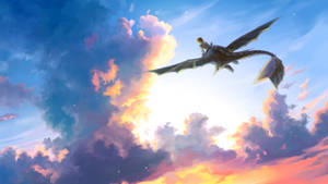 How To Train Your Dragon Under Pink Sky Wallpaper