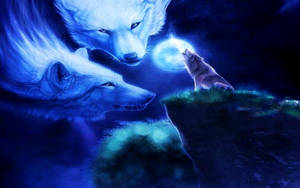 Howling Galaxy Wolves Wallpaper