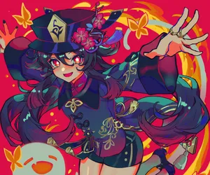 Hu Tao Vibrant Digital Art Wallpaper