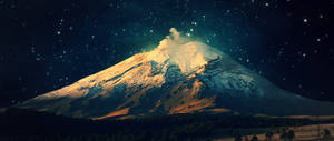 Huge Mountain In Starry Night Wallpaper