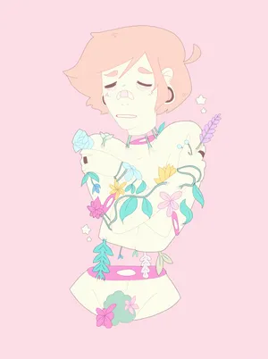 Human Body With Growing Plants Pastel Gore Artwork Wallpaper