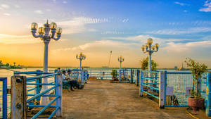 Hyderabad Lumbini Park Sunset Wallpaper