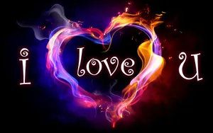 I Love You With Flaming Heart Wallpaper