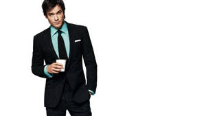 Ian Somerhalder In Black Teal Suit Wallpaper