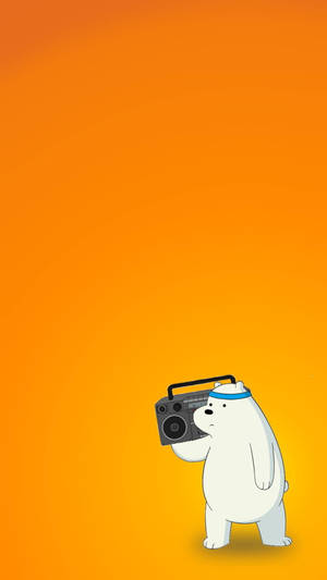 Ice Bear We Bare Bears Boombox Orange Aesthetic Wallpaper