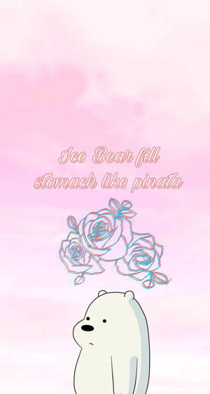 Ice Bear We Bare Bears Roses Pink Aesthetic Wallpaper
